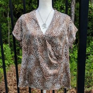 Leopard print faux wrap top